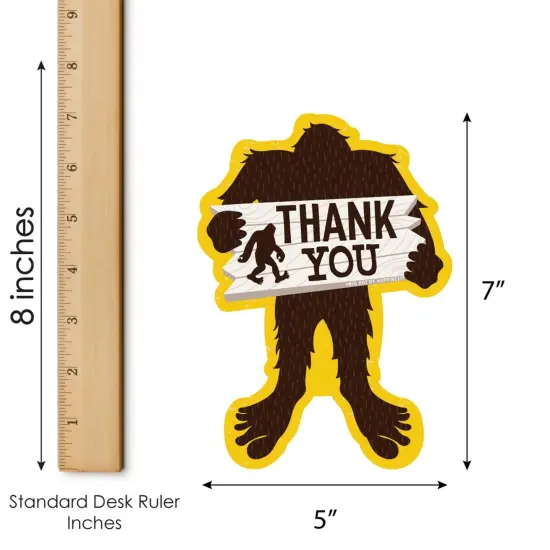 Big Dot of Happiness Sasquatch Crossing - Shaped Thank You Cards - Bigfoot Party or Birthday Party Thank You Note Cards with Envelopes - Set of 12 {7}