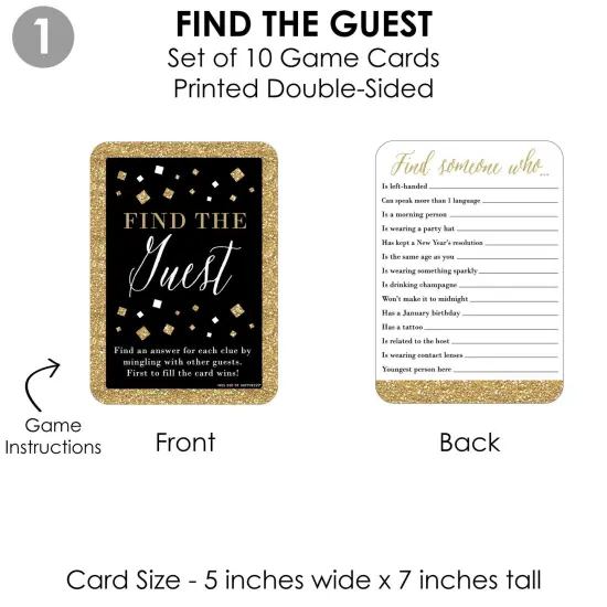 Big Dot of Happiness New Year's Eve - Gold - 4 New Years Eve Party Games - 10 Cards Each - Gamerific Bundle {6}