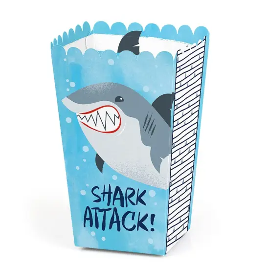 Big Dot of Happiness Shark Zone - Jawsome Party or Birthday Party Favor Popcorn Treat Boxes - Set of 12 {1}