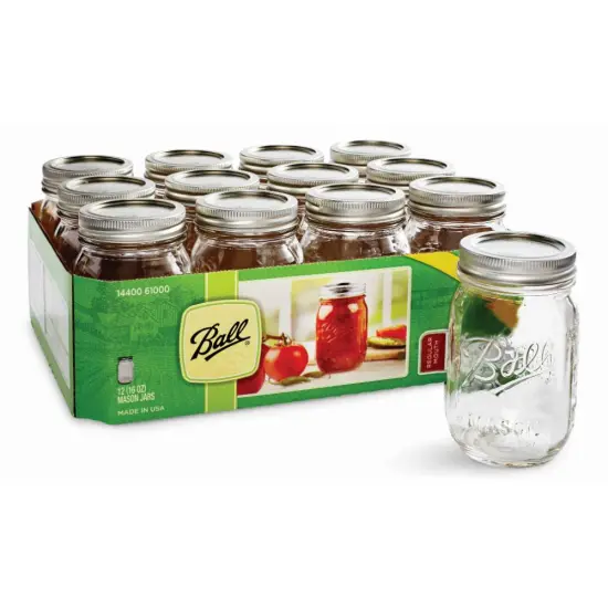 Ball Regular Mouth Pint Canning Jars Lids and Bands Pack of 12 {1}