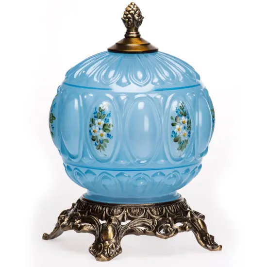 Mosser Glass Dainty Daisy Electric Nite Lite Lamp Blue Floral Glass {1}