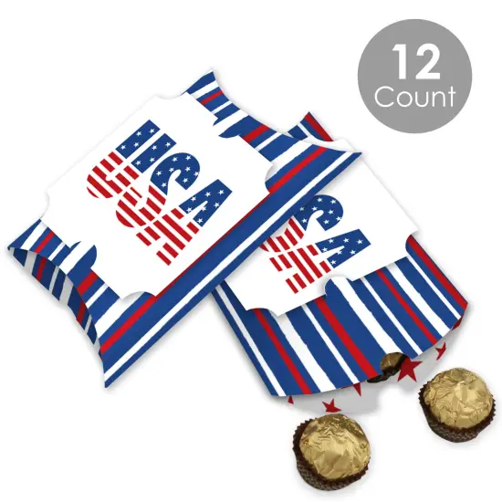 Big Dot of Happiness Stars & Stripes - Favor Gift Boxes - Patriotic Party Large Pillow Boxes - Set of 12 {3}