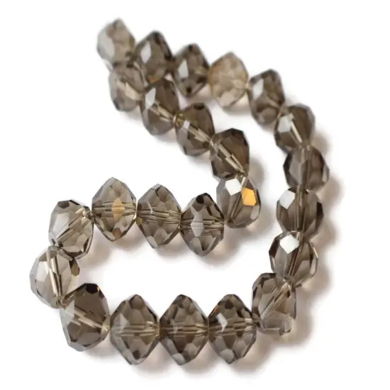 24 12mm Grey Crystal Faceted Bicone Beads {6}