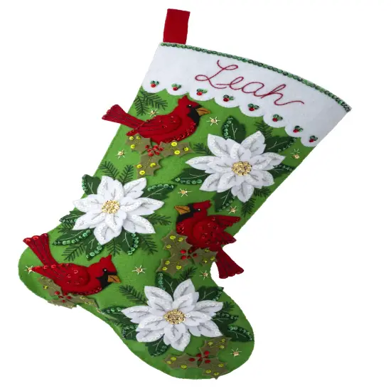 Bucilla Felt Stocking Applique Kit 18" Long-Blossoms And Birds {1}