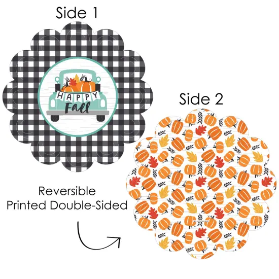 Big Dot of Happiness Happy Fall Truck - Harvest Pumpkin Party Round Table Decorations - Paper Chargers - Place Setting For 12 {4}