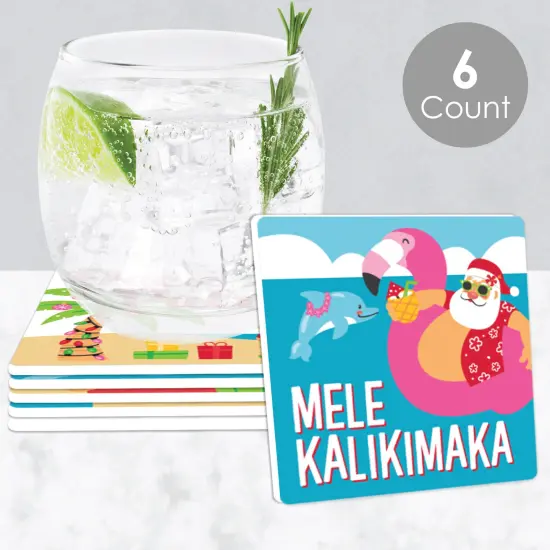 Big Dot of Happiness Tropical Christmas - Funny Beach Santa Holiday Party Decorations - Drink Coasters - Set of 6 {3}