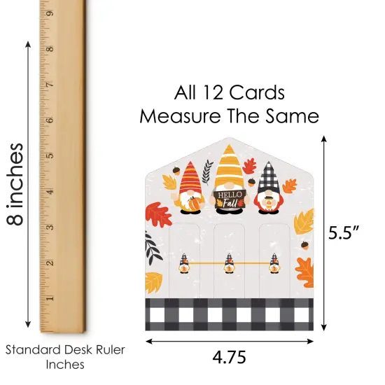 Big Dot of Happiness Fall Gnomes - Autumn Harvest Party Game Pickle Cards - Pull Tabs 3-in-a-Row - Set of 12 {7}