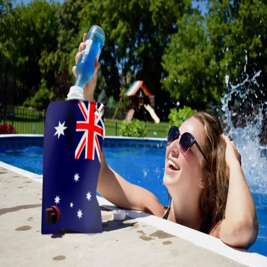 Australian Flag Adult Party Flask: 2 liter Flasks Make the Perfect Drink Dispenser for Your Australia Day Party Supplies, Summer Beach or Pool Party, Soccer, Cricket, or Football Tailgating and More {6}