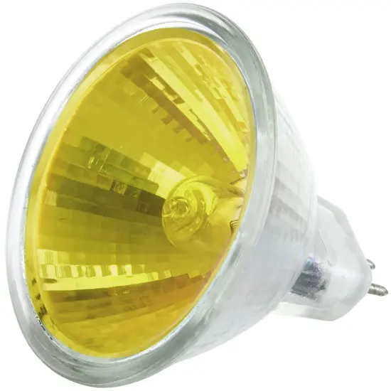 SUNLITE 50w 12v MR16 Narrow Spot 12deg. GU5.3 With Cover Guard Yellow Halogen Bulb {2}