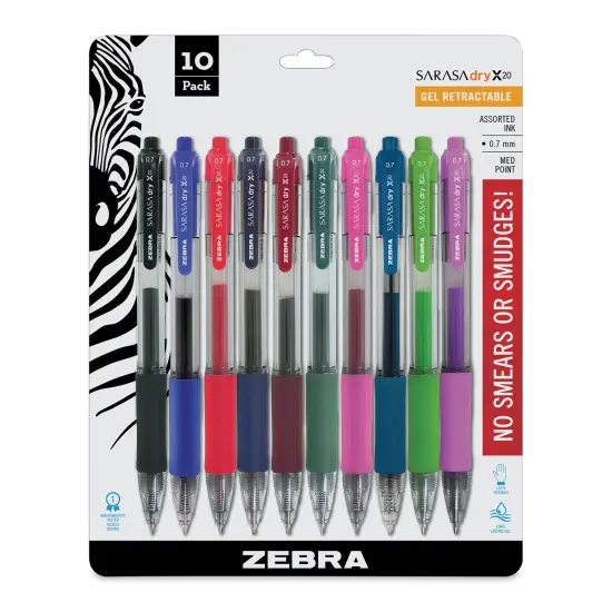 Zebra Sarasa Dry X20 Gel Retractable Pens - 0.7 mm, Set of 10 {2}