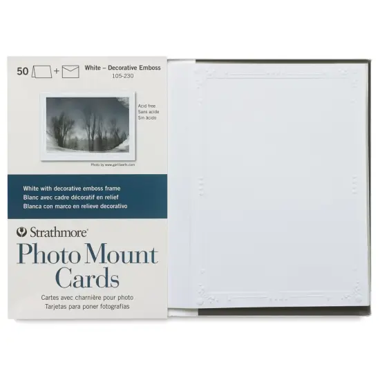 Strathmore Photo Mount Cards and Envelopes - White, Decorative Emboss, Pkg of 50 {1}