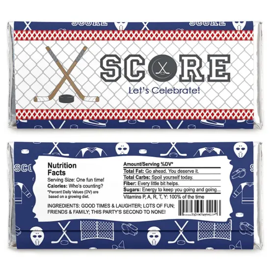 Big Dot of Happiness Shoots and Scores - Hockey - Candy Bar Wrappers Baby Shower or Birthday Party Favors - Set of 24 {3}