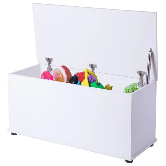 Large Storage Toy Box with Soft Closure Lid, Wooden Organizing Furniture Storage Chest White {7}