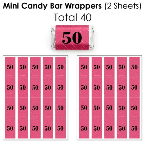 Big Dot of Happiness Chic 50th Birthday - Pink, Black and Gold - Birthday Party Candy Favor Sticker Kit - 304 Pieces {4}