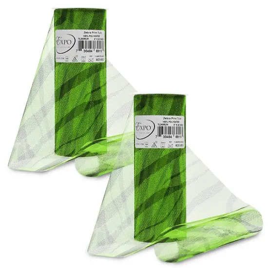 Premium Zebra Print Tulle Spool of 6" X 10 Yards Lime {1}