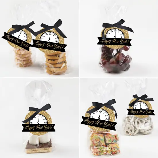 Big Dot of Happiness New Year&rsquo;s Eve - Gold - New Years Eve Party Clear Goodie Favor Bags - Treat Bags With Tags - Set of 12 {6}