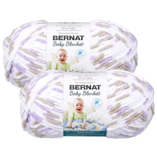 (Pack of 2) Bernat Baby Blanket Big Ball Yarn-Little Lilac Dove Print {1}