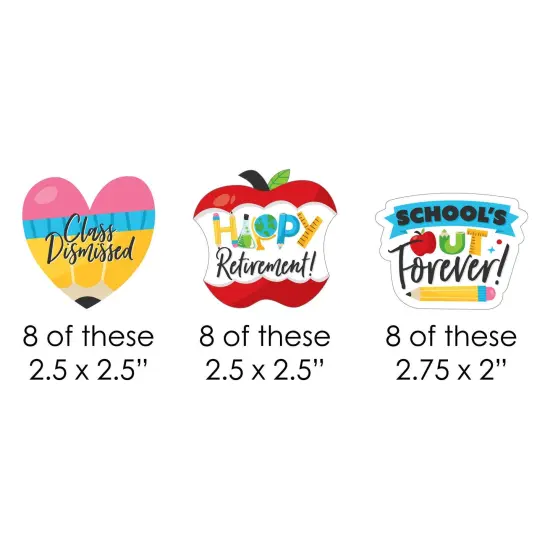 Big Dot of Happiness Teacher Retirement - Paper Straw Decor - Happy Retirement Party Striped Decorative Straws - Set of 24 {3}