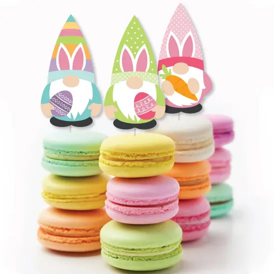 Big Dot of Happiness Easter Gnomes - Dessert Cupcake Toppers - Spring Bunny Party Clear Treat Picks - Set of 24 {6}