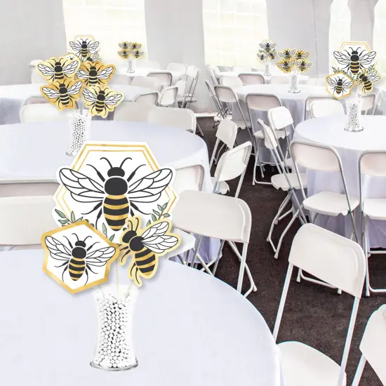 Big Dot of Happiness Little Bumblebee - Bee Baby Shower or Birthday Party Centerpiece Sticks - Showstopper Table Toppers - 35 Pieces {3}