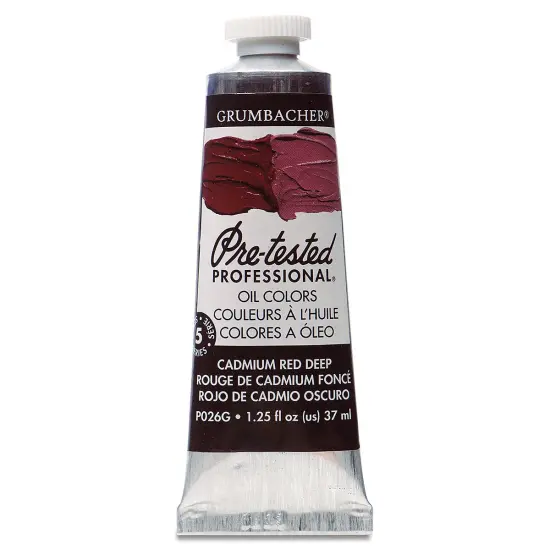 Grumbacher Pre-Tested Artists' Oil Color - Cadmium Red Deep, 1.25 oz tube {2}