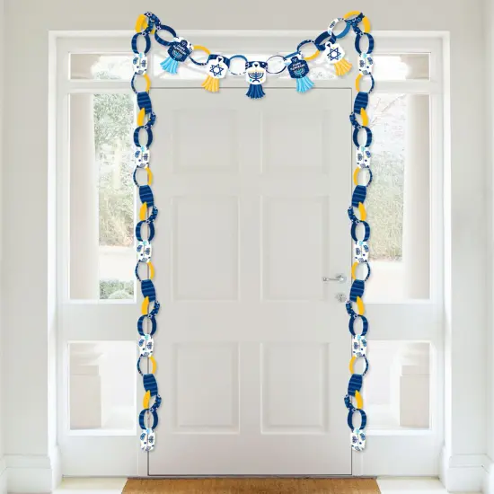 Big Dot of Happiness Hanukkah Menorah - 90 Chain Links and 30 Paper Tassels Decoration Kit - Chanukah Holiday Party Paper Chains Garland - 21 feet {4}