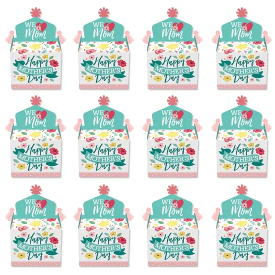 Big Dot of Happiness Colorful Floral Happy Mother's Day - Treat Box Party Favors - We Love Mom Party Goodie Gable Boxes - Set of 12 {6}