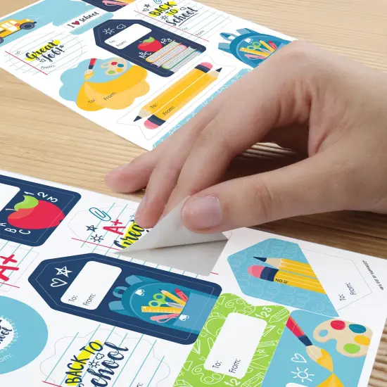 Big Dot of Happiness Back to School - Assorted First Day of School Classroom Gift Tag Labels - To and From Stickers - 12 Sheets - 120 Stickers {6}