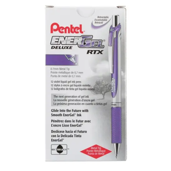 EnerGel RTX Retractable Liquid Gel Pen, (0.7mm) Metal Tip, Medium Line, Violet Ink {2}