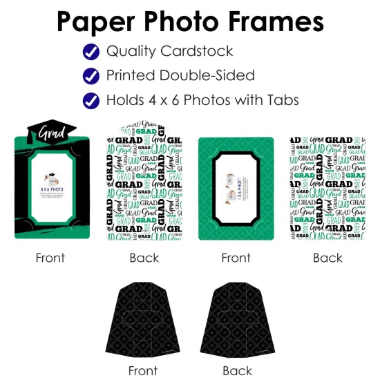 Big Dot of Happiness Green Graduation Party Centerpieces - 4x6 Picture Display - Paper Photo Frames - Set of 12 {6}