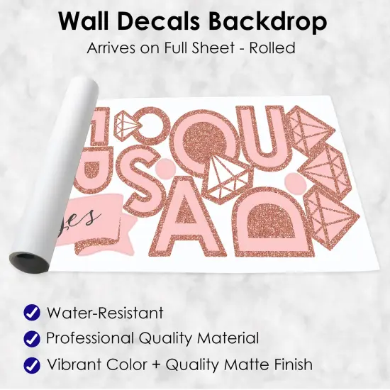 Big Dot of Happiness Bride Squad - Peel and Stick Rose Gold Bridal Shower or Bachelorette Party Decoration - Wall Decals Backdrop {7}