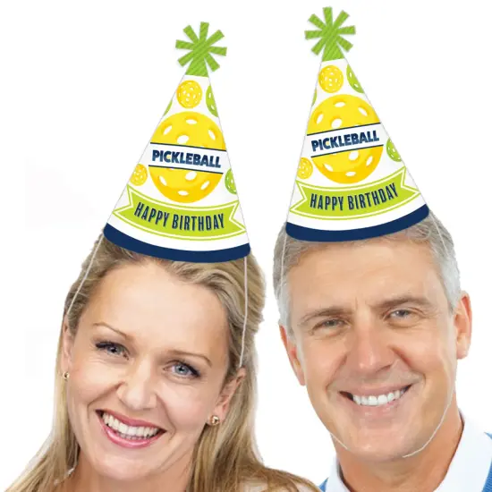 Big Dot of Happiness Let&rsquo;s Rally - Pickleball - Cone Happy Birthday Party Hats for Kids and Adults - Set of 8 (Standard Size) {3}
