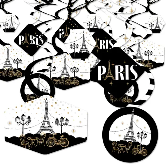 Big Dot of Happiness Stars Over Paris - Parisian Themed Party Hanging Decor - Party Decoration Swirls - Set of 40 {1}