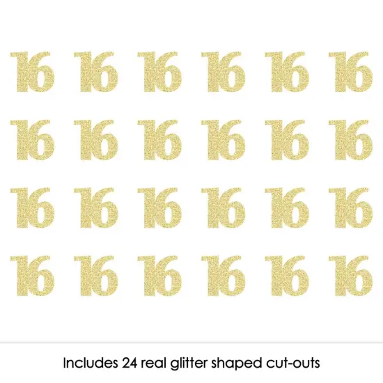 Big Dot of Happiness Gold Glitter 16 - No-Mess Real Gold Glitter Cut-Out Numbers - 16th Birthday Party Confetti - Set of 24 {3}