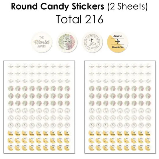 Big Dot of Happiness World Awaits - Travel Themed Party Candy Favor Sticker Kit - 304 Pieces {6}