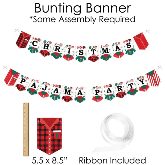 Big Dot of Happiness Christmas Pajamas - Banner and Photo Booth Decorations - Holiday Plaid PJ Party Supplies Kit - Doterrific Bundle {6}