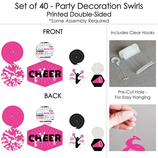 Big Dot of Happiness We've Got Spirit - Cheerleading - Birthday Party or Cheerleader Party Hanging Decor - Party Decoration Swirls - Set of 40 {7}