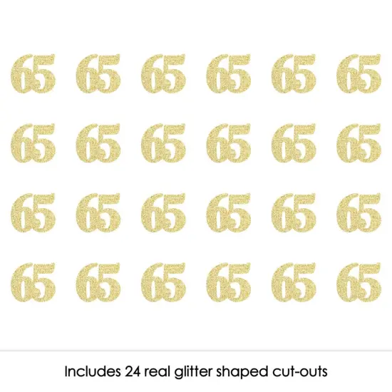 Big Dot of Happiness Gold Glitter 65 - No-Mess Real Gold Glitter Cut-Out Numbers - 65th Birthday Party Confetti - Set of 24 {3}