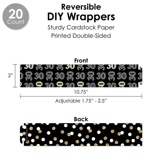 Big Dot of Happiness Adult 30th Birthday - Gold - Birthday Party Favors and Cupcake Kit - Fabulous Favor Party Pack - 100 Pieces {4}