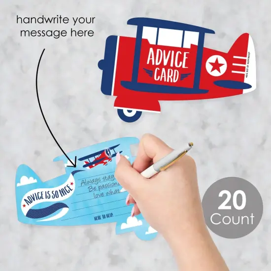 Big Dot of Happiness Taking Flight - Airplane - Wish Card Vintage Plane Baby Shower Activities - Shaped Advice Cards Game - Set of 20 {3}