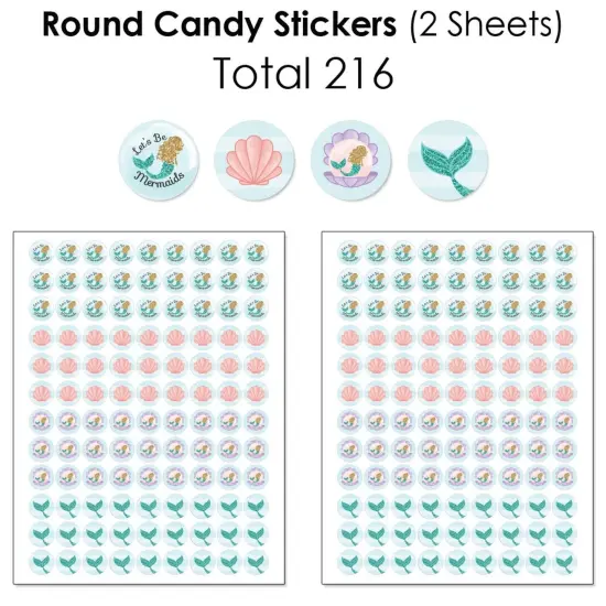 Big Dot of Happiness Let's Be Mermaids - Baby Shower or Birthday Party Candy Favor Sticker Kit - 304 Pieces {6}
