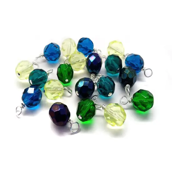 Fire-Polished Bead Charms, 10 pieces Pacific Color Mix, 8mm Faceted Dangles, Adorabilities {3}