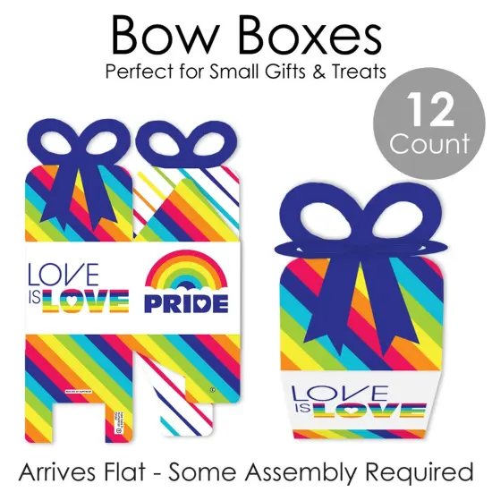 Big Dot of Happiness Love is Love - Pride - Square Favor Gift Boxes - Rainbow Party Bow Boxes - Set of 12 {7}