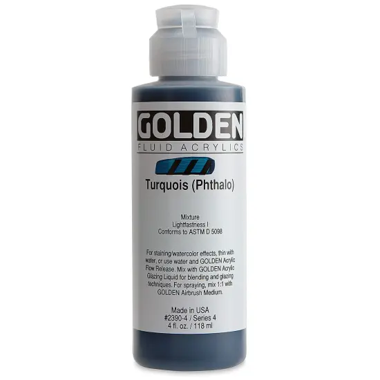 Golden Fluid Acrylics - Turquoise (Phthalo), 4 oz bottle {2}