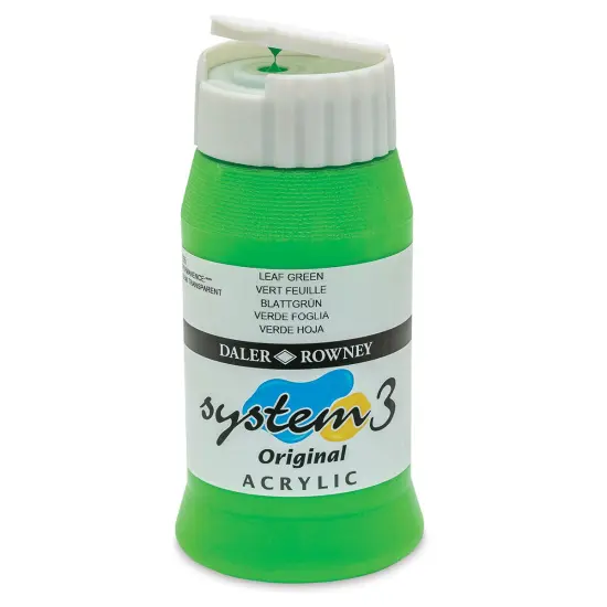 Daler-Rowney System3 Acrylic - Leaf Green, 500 ml bottle {1}