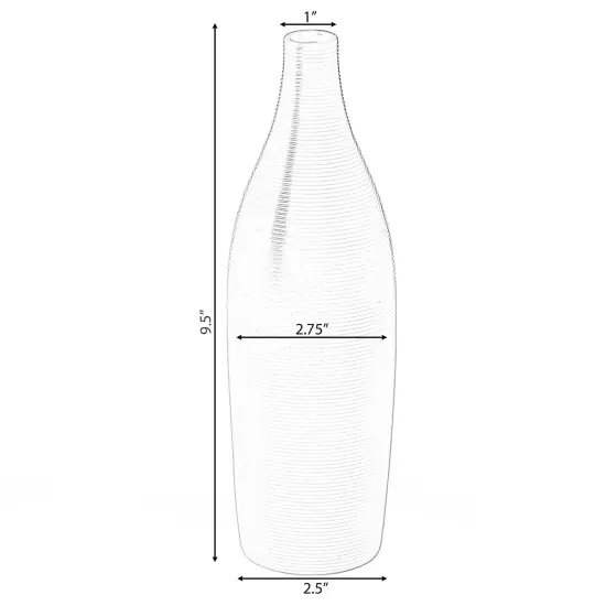 Modern Decorative Ceramic Table Vase Ripped Design Bottle Shape Flower Holder White {4}