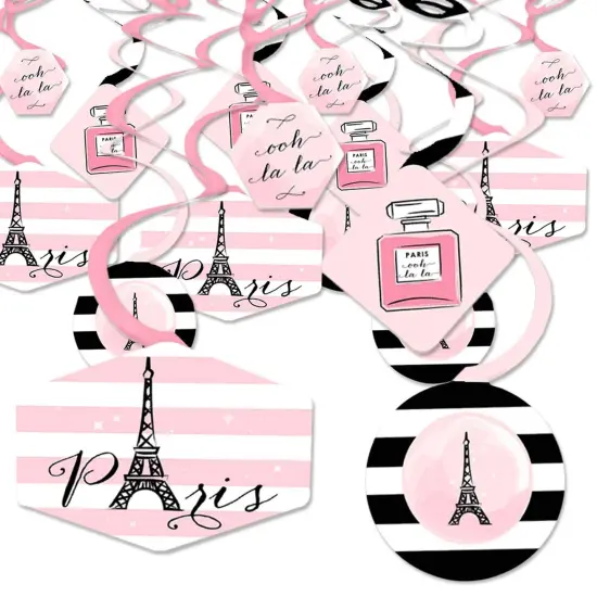 Big Dot of Happiness Paris, Ooh La La - Paris Themed Baby Shower or Birthday Party Hanging Decor - Party Decoration Swirls - Set of 40 {1}