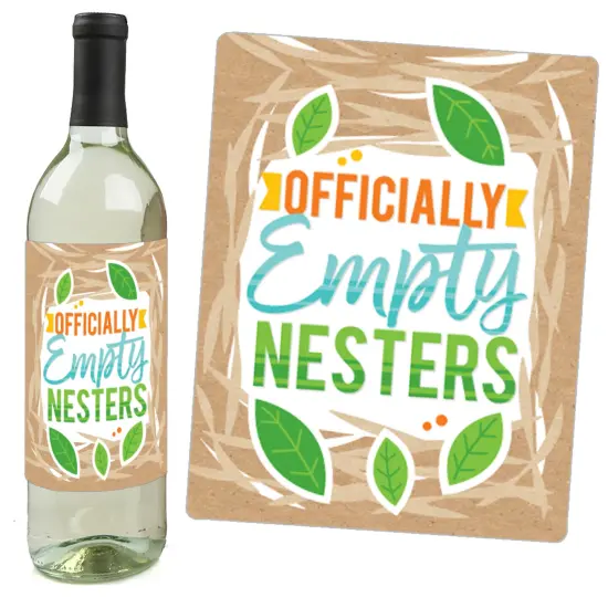 Big Dot of Happiness Empty Nesters - Empty Nest Party Decorations for Women and Men - Wine Bottle Label Stickers - Set of 4 {6}