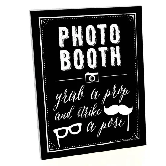 Big Dot of Happiness Photo Booth Sign - Printed on Sturdy Plastic Material - 10.5 x 13.75 inches - Sign with Stand - 1 Piece {1}