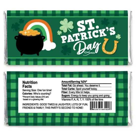 Big Dot of Happiness Shamrock St. Patrick's Day - Candy Bar Wrapper Saint Paddy's Day Party Favors - Set of 24 {3}